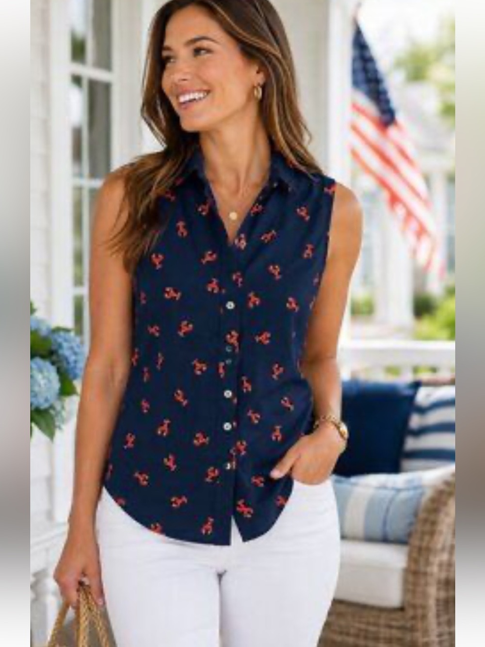 J.Crew Factory Sleeveless Lobster Print
Button-Down Shirt Size Nautical XS